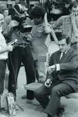 Lino Ventura sur le tournage du "Dernier domicile connu", Paris, France, octobre 1969