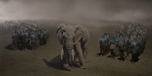 River of people with Elephant at night, 2019