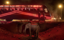 Bus station with Elephant & Red Bus, 2019