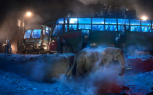Bus station with Elephant in dust, 2019