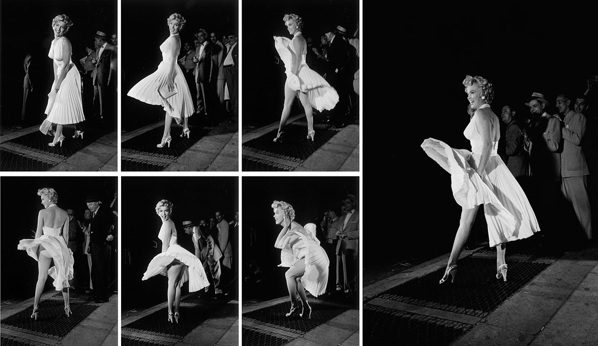 Marilyn Monroe, jouant la scène de "Sept ans de réflexion", New York, Etats-Unis, 1956