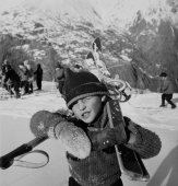 Une des premières classes de neige, février 1955