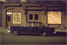 Flower designer car, Mercedes Sedan, in the Twenties near Broadway, 1976
