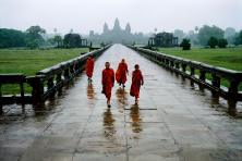 Monks in the Rain. Angkor Wat, Cambodia, 1999.